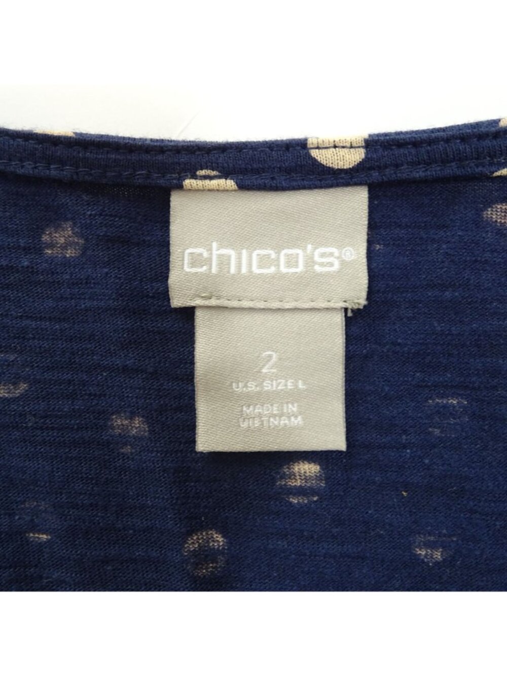 Chicos Women Open Front Blue Tan Cardigan Polka Dot Size 2 L Long Sleeve Office - Picture 5 of 11
